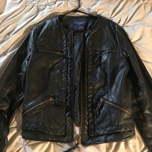 Black American Eagle faux leather jacket